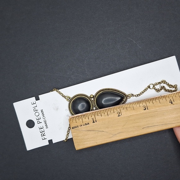 Onyx stone hand chain bracelet ring combination jewelry accessory - Picture 10 of 14